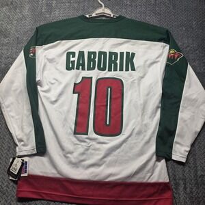 Minnesota Wild Hockey Jersey Marian Gaborik 10 Men's Large White Off The Bench